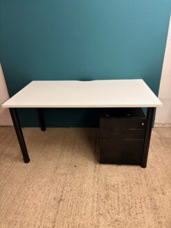 1400 White workstations with Tub legs and black ped