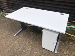 1400 White workstations with white ped