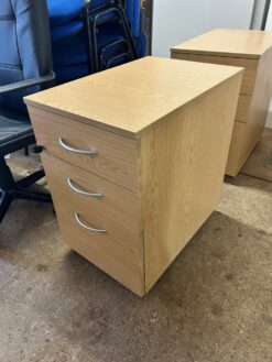 Light Oak Mobile pedestal with 3 drawers