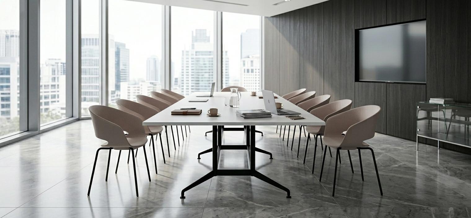 SOS 4000 x 1200 MAYFORD White Meeting Table - Image 3