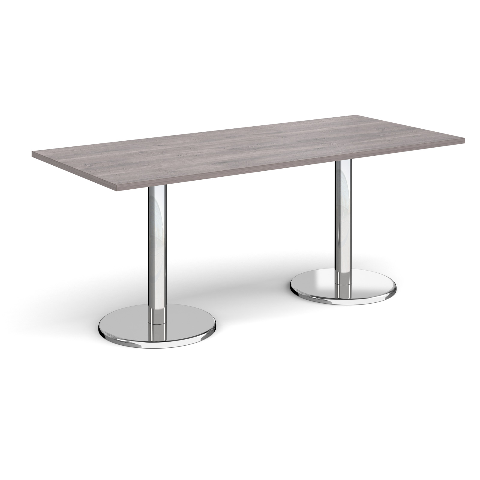 SOS 1800 Chrome Base Meeting Table – GREY OAK | Surrey Office Supplies