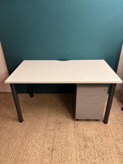 1400 WHITE workstations with Light Grey mobile pedestal
