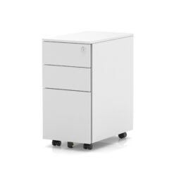 SOS Popular Slimline 3 drawer steel mobile pedestal - white