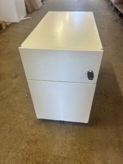 White Slimline Steel mobile pedestals with 2 drawers